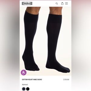 Wolford NWT Men's Cotton Velvet Knee-High Socks - Admiral size 38-40 (US 7-9.5)